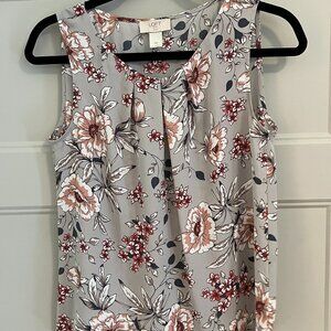Light Grey Floral Shell Tank  Loft Outlet Small Petitie